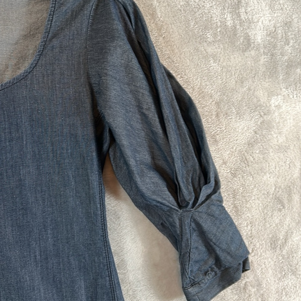 Y2K Diesel Chambray Cotton Denim Scoop Neck Pleated Sleeve Dress sz Small - Picture 4 of 7